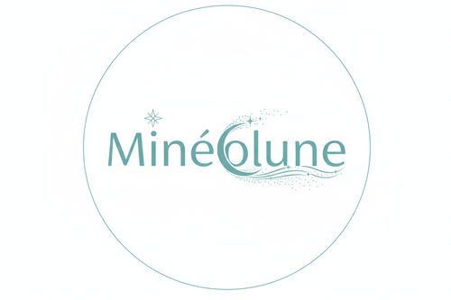Create a unique Cyan color logo for Minéolune